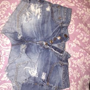Light blue, ripped American eagle shorts